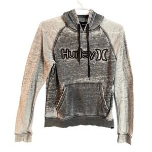 Hurley Gray Distressed Thin Pullover Hoodie Sweatshirt Men's Small